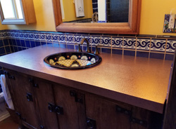 custom hammered copper bath countertop